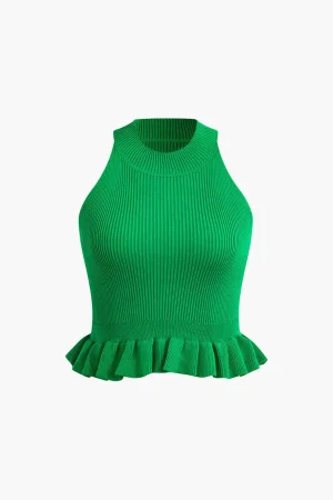Ruffle Hem Knit Tank Top>MICAS Clearance