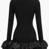 Ruffle Hem Lantern Sleeve Mini Dress>MICAS New