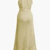 Ruffle Hem Ruched Sleeveless Maxi Dress>MICAS New