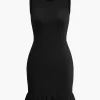 Ruffle Hem Sleeveless Knit Mini Dress>MICAS Clearance