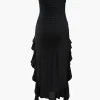 Ruffle Hem Slit Strapless Midi Dress>MICAS Clearance