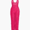 Ruffle Knot Halter Backless Jumpsuit>MICAS Clearance