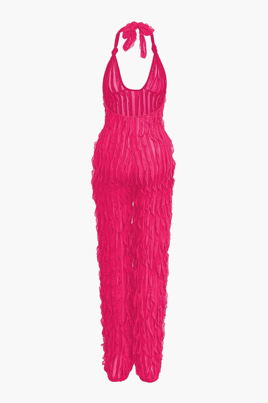 Ruffle Knot Halter Backless Jumpsuit>MICAS Clearance
