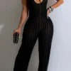 Ruffle Knot Halter Backless Jumpsuit>MICAS Clearance