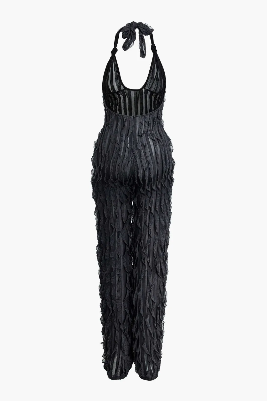 Ruffle Knot Halter Backless Jumpsuit>MICAS Clearance