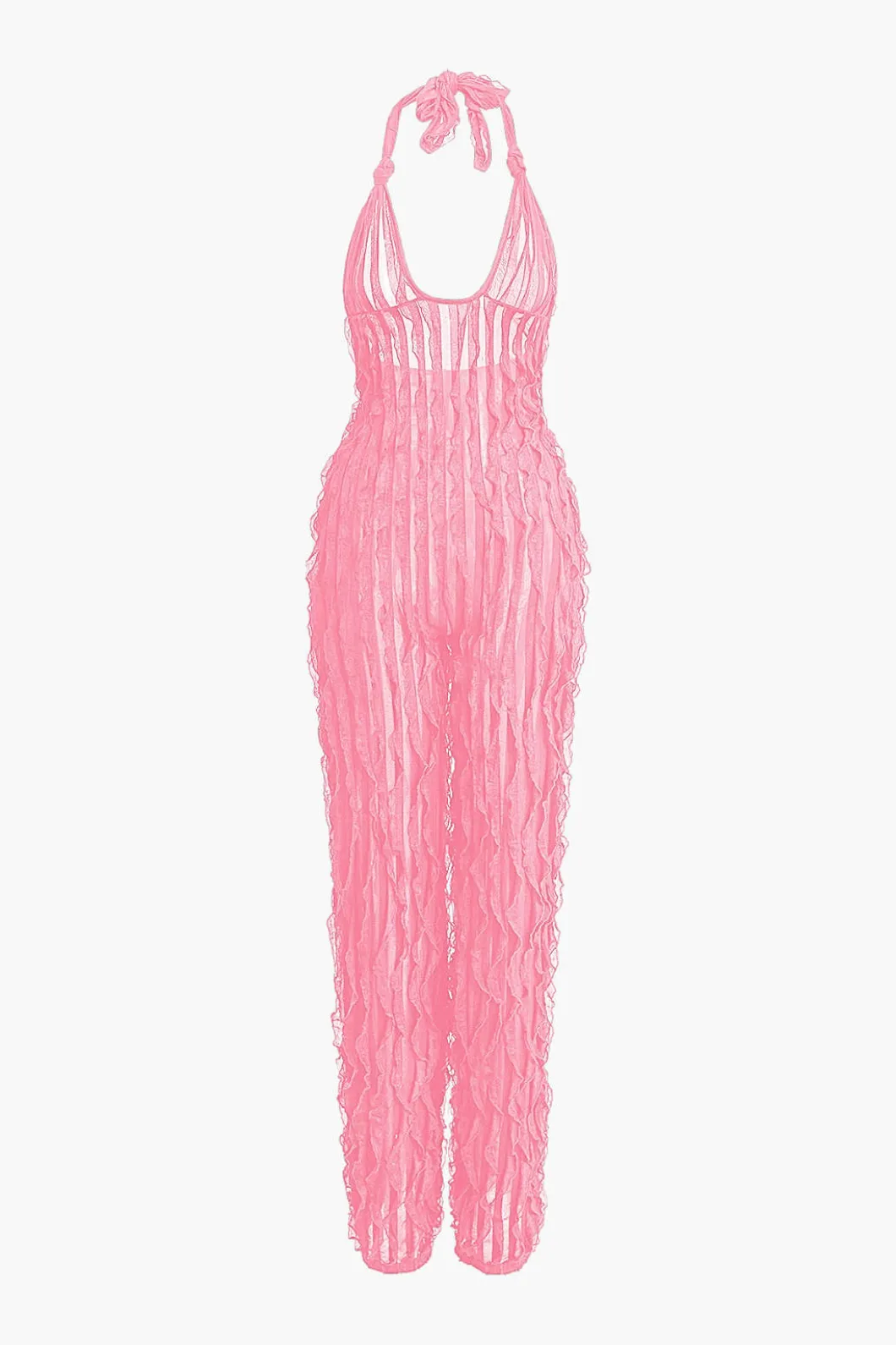 Ruffle Knot Halter Backless Jumpsuit>MICAS Clearance