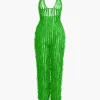 Ruffle Knot Halter Backless Jumpsuit>MICAS Clearance