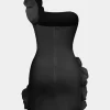 Ruffle One Shoulder Mini Dress>MICAS New