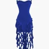 Ruffle Tassel Halter Bustier Mini Dress>MICAS Best