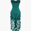 Ruffle Tassel Halter Bustier Mini Dress>MICAS Best