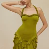 Ruffle Tassel Halter Bustier Mini Dress>MICAS Best