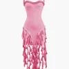 Ruffle Tassel Halter Bustier Mini Dress>MICAS Best