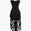 Ruffle Tassel Halter Bustier Mini Dress>MICAS Best
