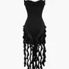 Ruffle Tassel Halter Bustier Mini Dress>MICAS Best