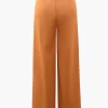 Ruffle Trim Slit Wide Leg Pants>MICAS New
