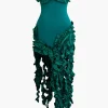 Ruffled Fringe Strapless Midi Dress>MICAS Sale