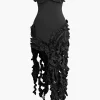 Ruffled Fringe Strapless Midi Dress>MICAS Sale
