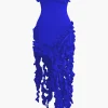 Ruffled Fringe Strapless Midi Dress>MICAS Sale