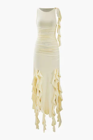 Ruffled Hem Slit Maxi Dress>MICAS Clearance