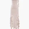 Ruffled Hem Slit Maxi Dress>MICAS Clearance