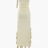 Ruffled Hem Slit Maxi Dress>MICAS Clearance