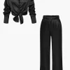 Satin Button Up Long Sleeve Shirt And Pants Set>MICAS Discount
