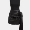 Satin Patchwork Asymmetrical Sleeveless Mini Dress>MICAS Fashion