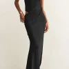 Satin Patchwork Sleeveless Maxi Dress>MICAS Fashion