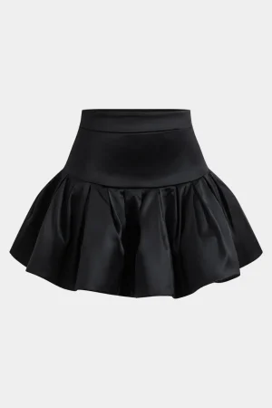 Satin Ruched Puff Skirt>MICAS Online