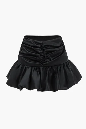 Satin Ruched Skirt>MICAS Discount