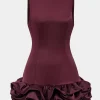 Satin Ruffle Hem Sleeveless Mini Dress>MICAS Hot
