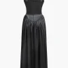 Satin Sleeveless Maxi Dress>MICAS Discount