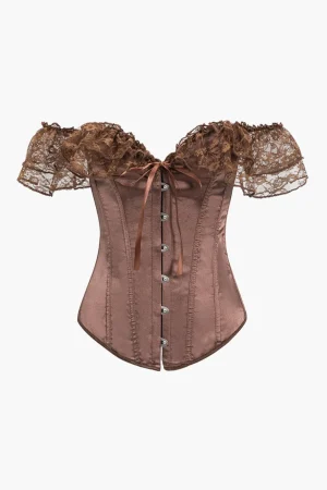 Satin Tie Back Lace Patchwok Cami Top>MICAS Discount