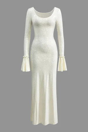 Scallop Edge Bell Sleeve Long Sleeve Maxi Dress>MICAS Online