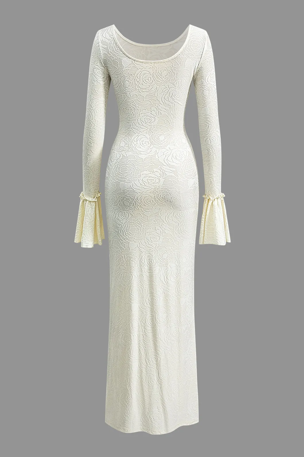 Scallop Edge Bell Sleeve Long Sleeve Maxi Dress>MICAS Online