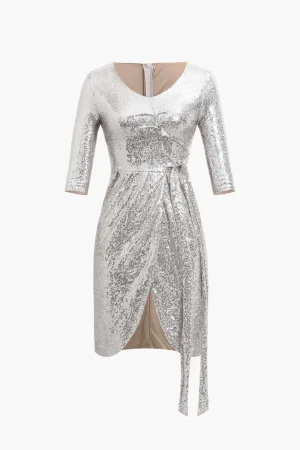 Sequin Pleated Mini Dress>MICAS Hot