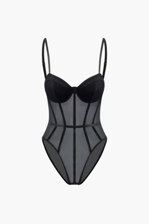 Sheer Bustier Corset Bodysuit>MICAS Discount
