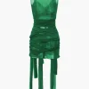 Sheer Mesh Wrap Tie Ribbon Mini Dress>MICAS Outlet