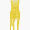 Sheer Mesh Wrap Tie Ribbon Mini Dress>MICAS Outlet