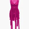 Sheer Mesh Wrap Tie Ribbon Mini Dress>MICAS Outlet