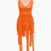 Sheer Mesh Wrap Tie Ribbon Mini Dress>MICAS Outlet