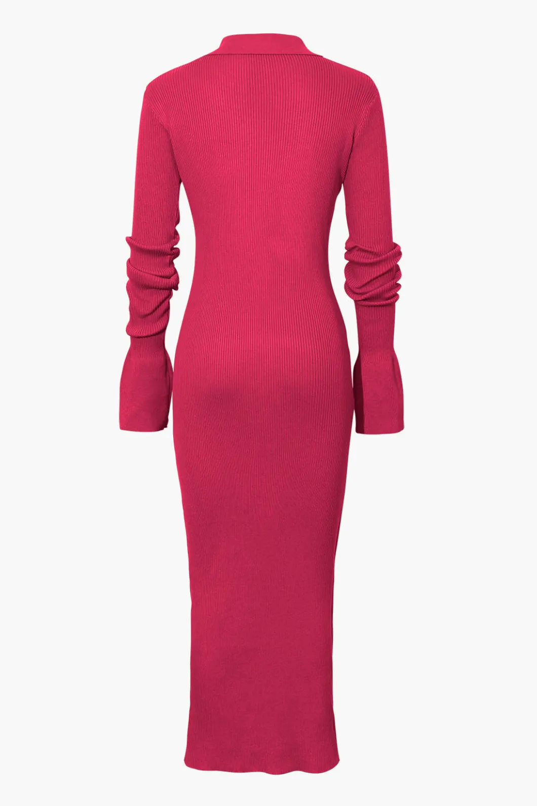 Shell Sleeve Ribbed Buttons Down Maxi Dress>MICAS Fashion