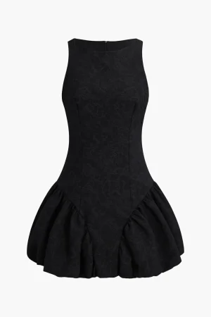 Sleeveless Puff Hem Mini Dress>MICAS Fashion
