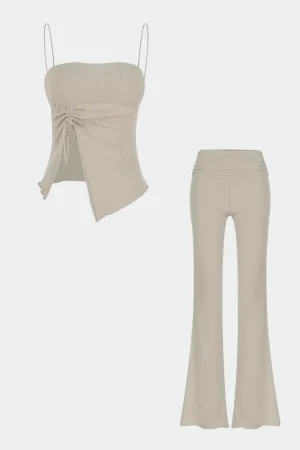 Slip Ruched Drawstring Cami Top And Pants Set>MICAS Discount