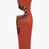Snake Print Cut Out Sleeveless Slit Maxi Dress>MICAS Outlet