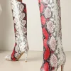 Snake Skin Faux Leather High Heel Pointed Toe Over The Knee Boots>MICAS Best