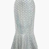 Snakeskin Mermaid Midi Skirt>MICAS Clearance
