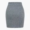 Solid Knit Button V-neck Top And Mini Skirt Set>MICAS Sale