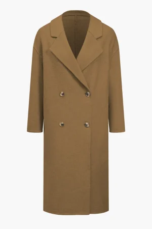 Solid 100% Wool Button Pocket Coat>MICAS Outlet
