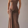 Solid Asymmetrical Knot Maxi Dress>MICAS Hot